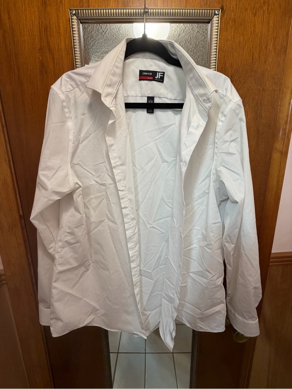 jf j.ferrar Men's White Dress Shirt - Classic Collared Button-Up